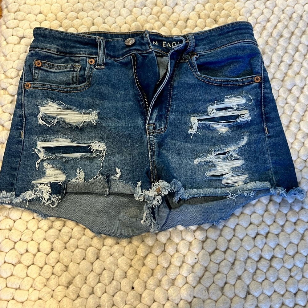 American Eagle Outfitters Blue Jean Shorts Distressed Style
